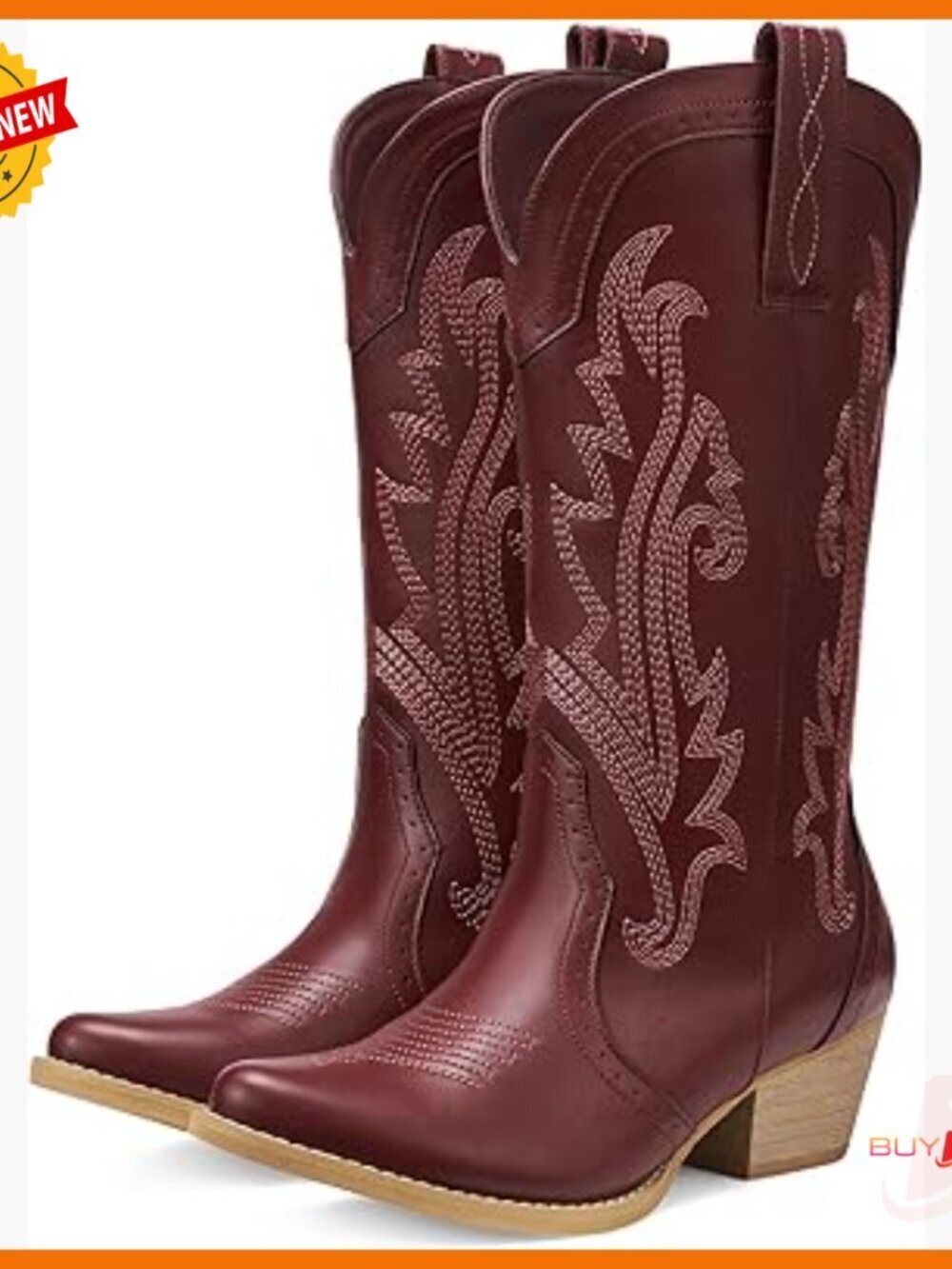 Women's Synthetic Leather Cowboy Boots Pointed Toe 2" Heel Mid-Calf